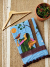 Indiehaat | Pure Mul Cotton HandPainted Saree Blue