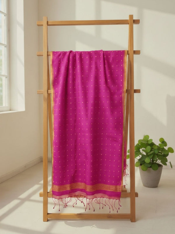 Indiehaat | Muslin Silk Jamdani Sequin Saree Pink