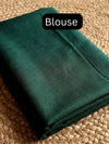 Indiehaat | Pure Cotton Handloom Zari Anchal Saree Green