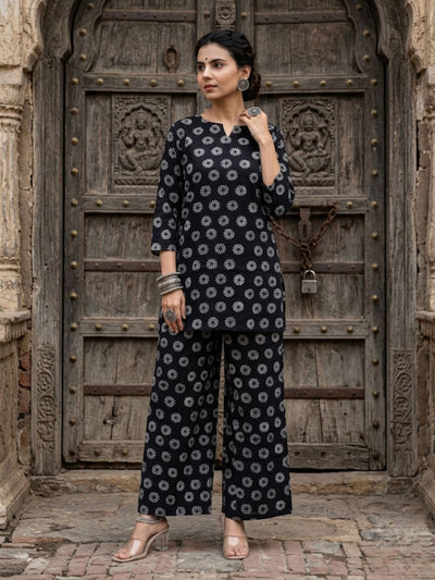 Ruhika Blockprinted Pure Cotton Co-Ord Set Coal Black