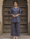 Indiehaat | Blockprinted Cotton Co-Ord Set Blue