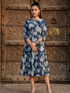 Indiehaat | Blockprinted Cotton Frill Dress Blue