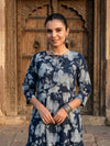 Indiehaat | Blockprinted Cotton Frill Dress Blue