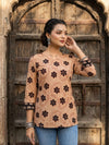 Indiehaat | Handprinted Pure Cotton Top Beige