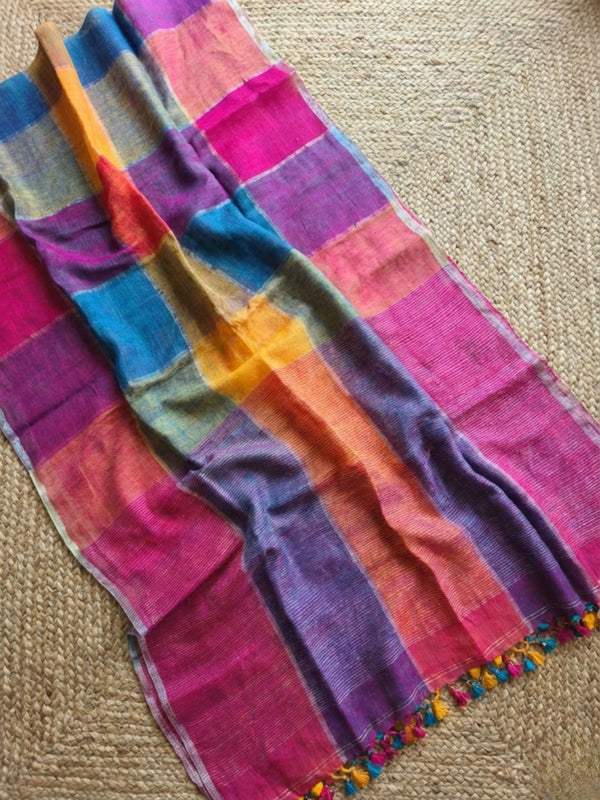 Indiehaat | Pure Linen Handloom Saree 