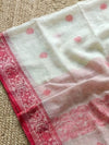 Indiehaat | Pure Linen Jamdani Saree White