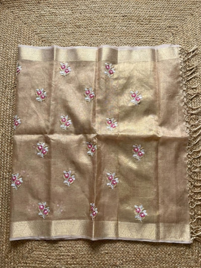 Eshira Kota Doria Semi Silk Saree Antique Gold