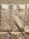 Indiehaat | Kota Doria Semi Silk Embroidery Saree Gold
