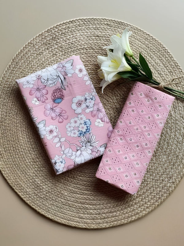 Indiehaat | Pure Cotton Pink Suit Blockprinted