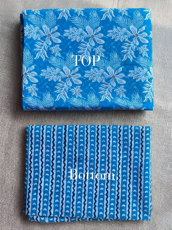 Indiehaat | Pure Cotton Blue Suit Blockprinted