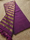 Indiehaat | Pure Cotton Zari Anchal Saree Purple