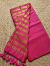 Indiehaat | Pure Cotton Zari Anchal Saree Pink