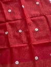 Indiehaat | Noil Kota Cotton Embroidery Saree Red