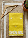 Indiehaat | Noil Kota Cotton Embroidery Saree Yellow
