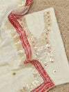 Indiehaat | Kota Cotton Gota Patti Suit Material White