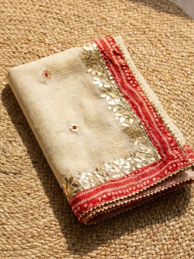 Indiehaat | Kota Cotton Gota Patti Suit Material White