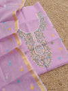Indiehaat | Kota Cotton Embroidery Suit Material Purple