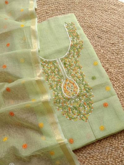Roopika Kota Cotton Suit Material (T+D) Pista Green
