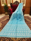Indiehaat | Silk Linen Zari Weaving Saree Blue