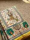 Indiehaat | Ghicha Tussar Madhubani Silk Saree Beige