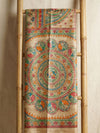Indiehaat | Ghicha Tussar Madhubani Silk Saree Beige