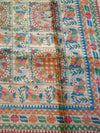 Indiehaat | Ghicha Tussar Madhubani Silk Saree Beige