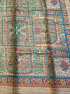 Indiehaat | Ghicha Tussar Madhubani Silk Saree Beige