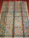 Indiehaat | Ghicha Tussar Madhubani Silk Saree Beige