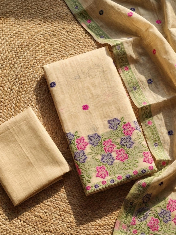 Indiehaat | Jamdani Cotton Suit Material White