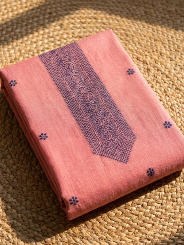 Indiehaat | Jamdani Cotton Suit Material Pink
