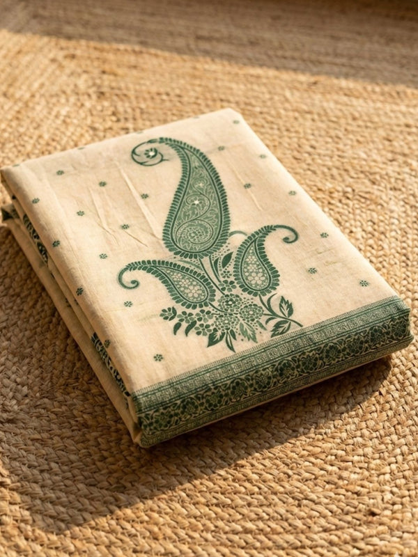 Indiehaat | Jamdani Cotton Suit Material Cream
