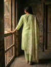 Indiehaat | Kota Doria Chikankari Stitched Suit Green