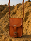 Indiehaat | Pure Leather Mobile Sling Bag Saddle Brown
