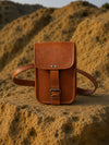 Indiehaat | Pure Leather Mobile Sling Bag Saddle Brown