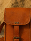 Indiehaat | Pure Leather Mobile Sling Bag Saddle Brown