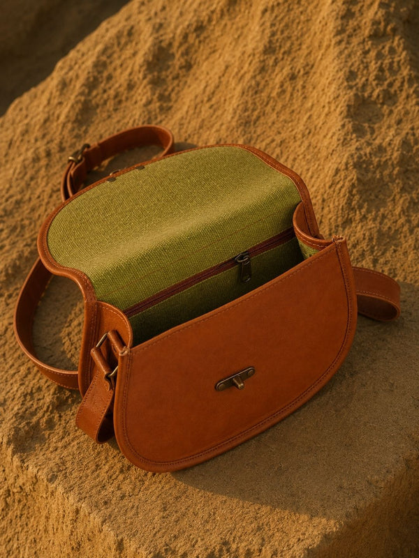 Indiehaat | Pure Leather Matka Sling Bag Walnut Brown