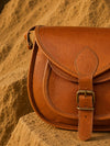 Indiehaat | Pure Leather Matka Sling Bag Camel Brown