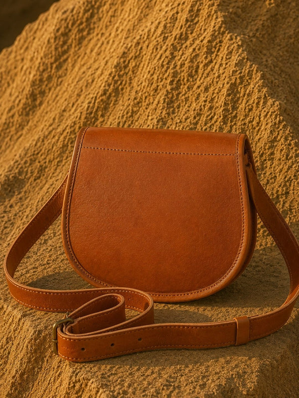 Indiehaat | Pure Leather Matka Sling Bag Camel Brown
