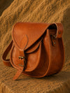 Indiehaat | Pure Leather Matka Sling Bag Camel Brown