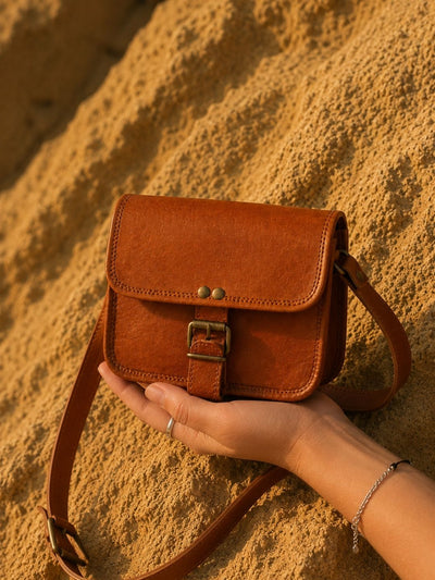 Indiehaat | Pure Leather Small Sling Bag Chestnut Brown