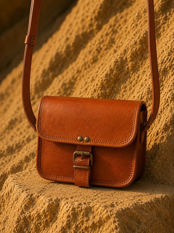 Indiehaat | Pure Leather Small Sling Bag Chestnut Brown