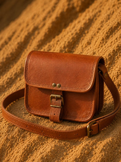 Indiehaat | Pure Leather Small Sling Bag Chestnut Brown