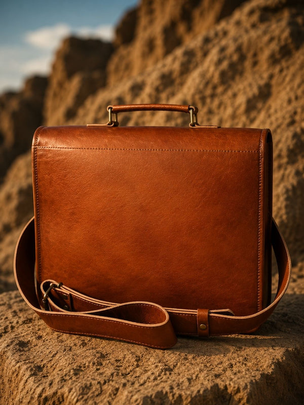 Indiehaat | Pure Leather Laptop Bag Camel Brown