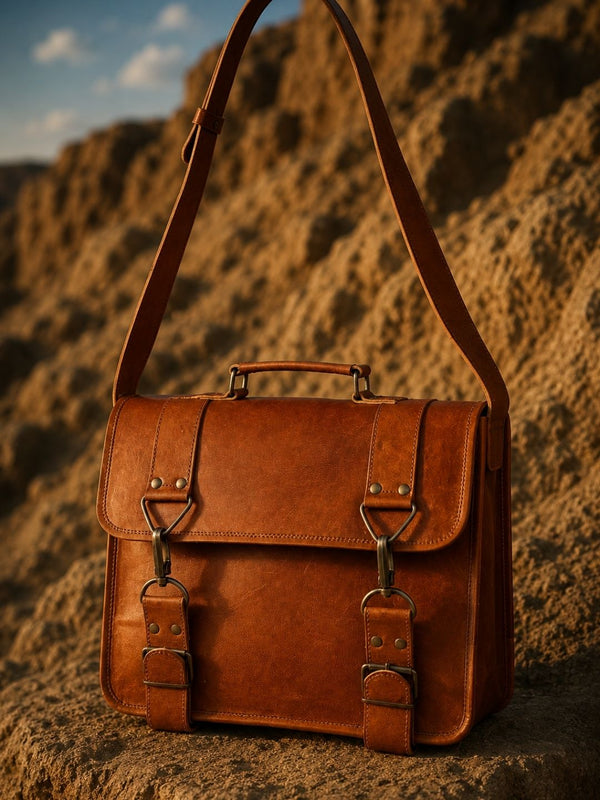 Indiehaat | Pure Leather Laptop Bag Camel Brown