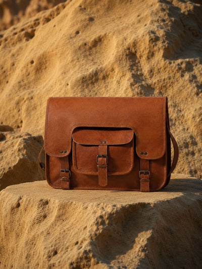 Indiehaat | Pure Leather Laptop Bag Walnut Brown