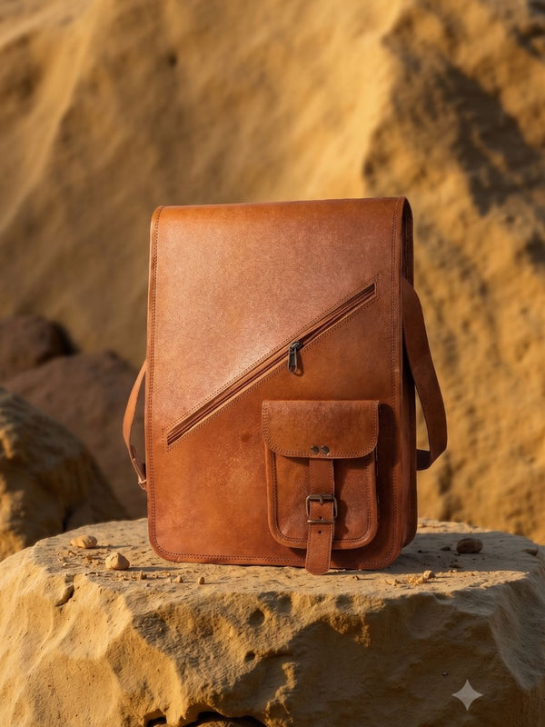 Indiehaat | Pure Leather Cross Body Bag Desert Brown