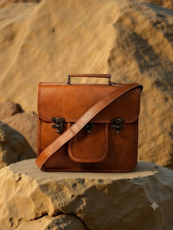 Indiehaat | Pure Leather Messenger Bag Cocoa Brown