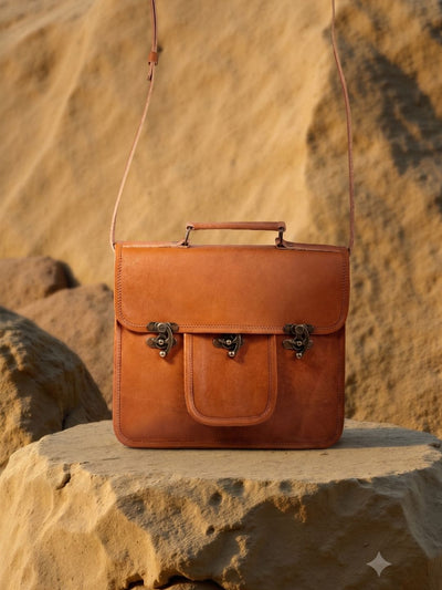 Zariya Pure Leather Messenger Bag Cocoa Brown