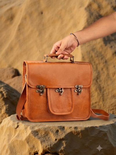 Indiehaat | Pure Leather Messenger Bag Cocoa Brown