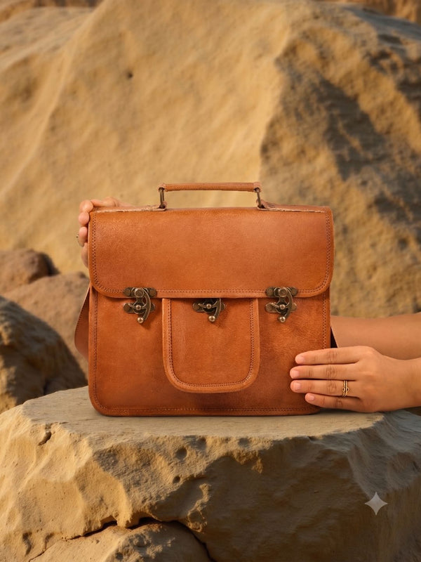 Indiehaat | Pure Leather Messenger Bag Cocoa Brown